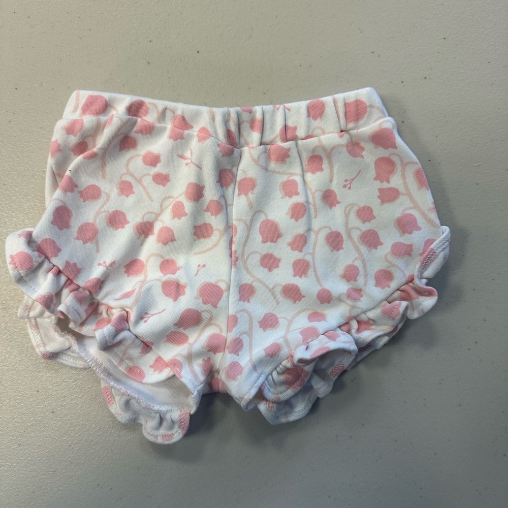 Pink and White Kids Ruffle Shorts